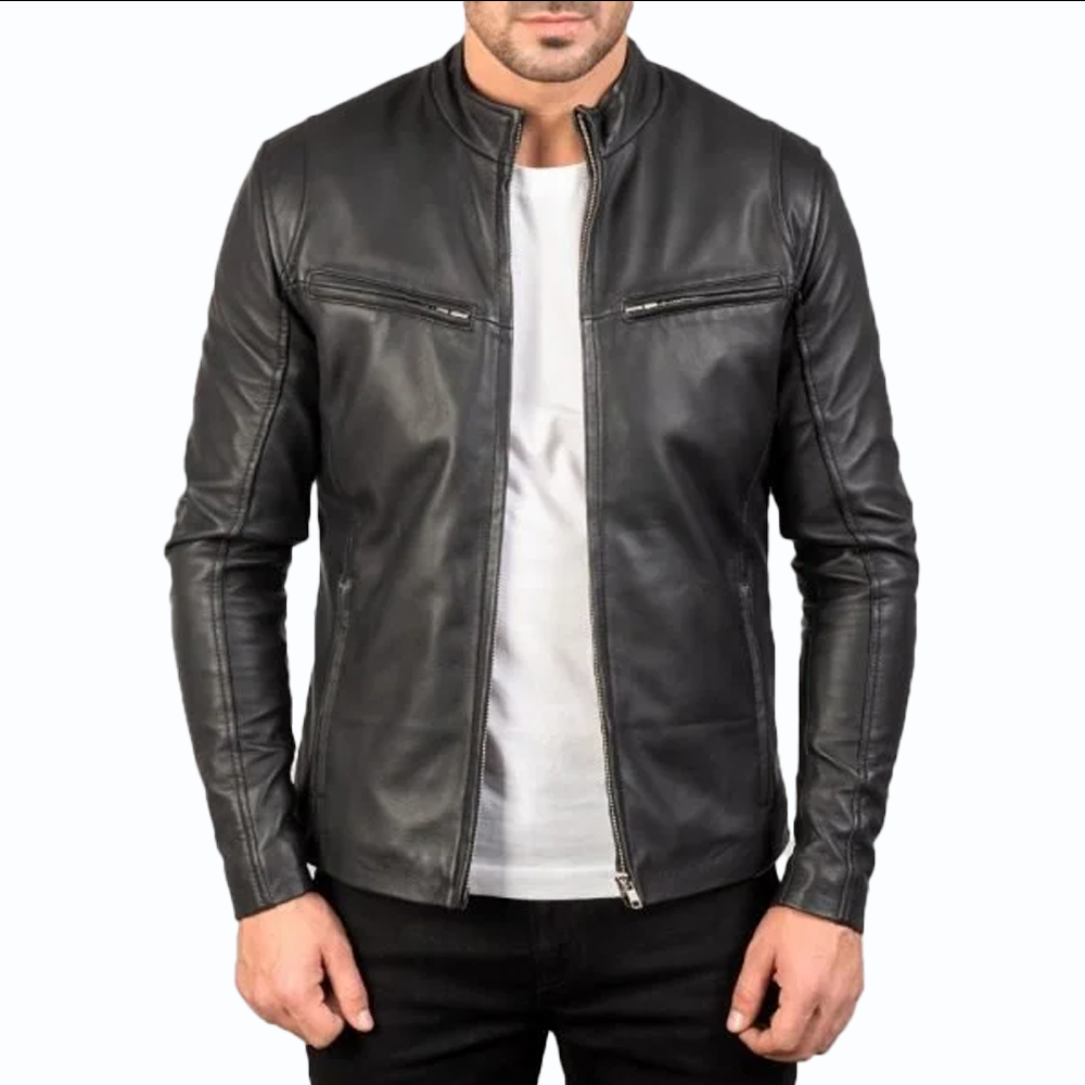 Men’s Ionic Black Leather Jacket Men’s Ionic Black Leather Jacket - Image 1