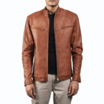 Men’s Ionic Brown Leather Biker Jacket