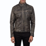 Men’s Ionic Distressed Brown Leather Biker Jacket