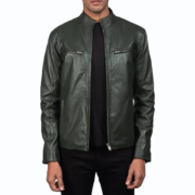 Men’s Ionic Green Leather Biker Jacket