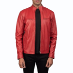 Men’s Ionic Red Leather Biker Jacket