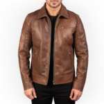 Men’s Lavendard Brown Leather Biker Jacket