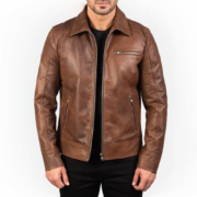 Men’s Lavendard Brown Leather Biker Jacket