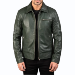 Men’s Lavendard Green Leather Biker Jacket