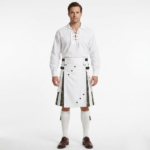 Men's White Cotton Utility Hybrid Kilt