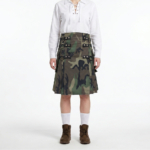Mens Woodland Camouflage Gothic Utility Kilt