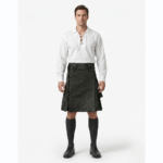 Modern Black Denim Kilt with Laces Style