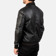 Moulder Hooded Black Leather Jacket - Image 2