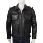 Multi Pockets Real Black Leather Jacket For Men