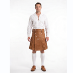 Mystical Khaki Leather Kilt Back