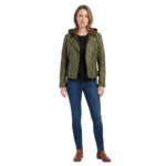 Olive Green Brando Genuine Leather Jacket with Detachable Hood