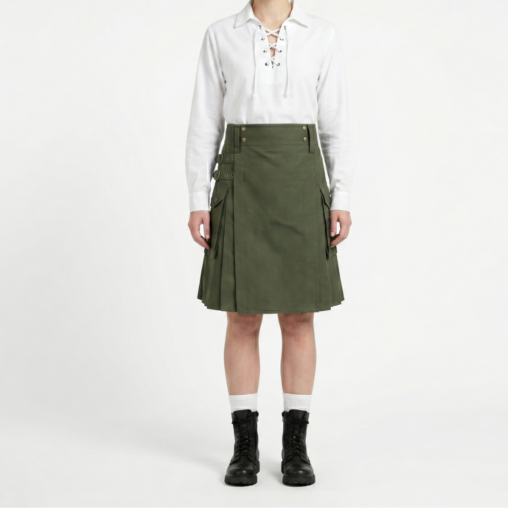 Olive Green Utility Kilt Olive Green Utility Kilt - Image 1