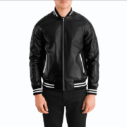 Pascal Black Leather Varsity Jacket