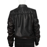 Plated Sleeves Classic Black Leather Jacket For Women - Image 2