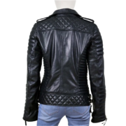 Puffer And Quilted Stylish Zippers Leather Jacket - Image 2