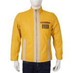 Quilted Style Yellow Men`s Leather Jacket