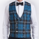 Ramsey Blue Tartan Double Breasted Waistcoat with Lapel
