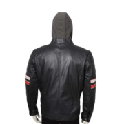 Real Black Leather Jacket With Puffed Shoulder For Men - Image 2