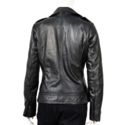 Real Black Leather Long Sleeves Jacket For Women - Image 2