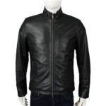 Real Leather Black Plain Jacket For Men