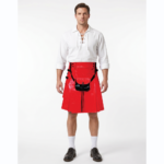 Red Leather Kilt with Black Front Pocket