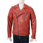 Red Leather Motorcycle Jacket For Men