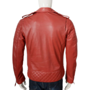 Red Leather Motorcycle Jacket For Men - Image 2