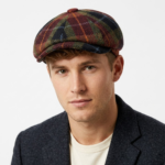 Rust Check Harris Tweed Newsboy Cap