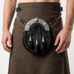 Sealskin Dress Sporran in Black with Celtic Dress Cantle in Chrome Finish