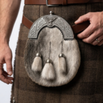 Sealskin Dress Sporran with Celtic Knot and Stags Head Cantle in Antique Finish