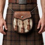 Semi Dress Natural Calfskin Khaki Celtic Embossed Sporran