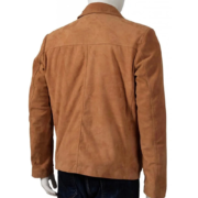 Shirt Style Collar Brown Suede Leather Jacket for Men - Image 2