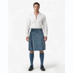 Sky Blue Denim Kilt with Flap Pockets