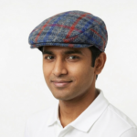 Slate Grey Check Harris Tweed Flat Cap Made in Scotland S-XXL