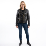 Sophie Black Padded Quilted Celebrity Leather Jacket
