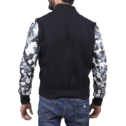 Strauss Men Leather Sleeve Wool Bomber Jacket - Image 2