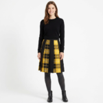 Striped Tartan Pleated Skirt for Women