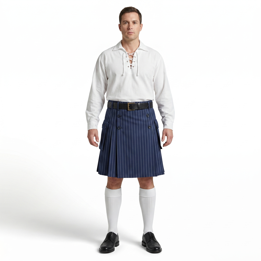 Stripes Buttoned Utility Kilt Stripes Buttoned Utility Kilt - Image 1