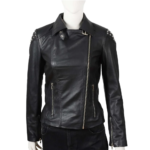 Stylish Black Zippers Long Sleeves Leather Jacket