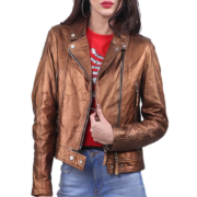 Stylish Copper Women Biker Leather Jacket