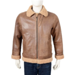 Toffee Brown B3 Bomber Shearling Leather Jacket