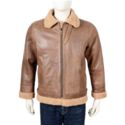Toffee Brown B3 Bomber Shearling Leather Jacket