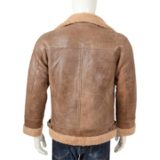 Toffee Brown B3 Bomber Shearling Leather Jacket - Image 2