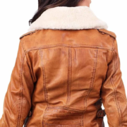 Vintage Copper Brown B3 Bomber Shearling Jacket For Women - Image 2