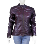 Vintage Quilted Shoulders And Zippers Purple Stylish Jacket For Women