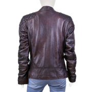 Vintage Quilted Shoulders And Zippers Purple Stylish Jacket For Women - Image 2