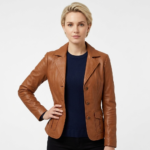 Women Leather jacket brown