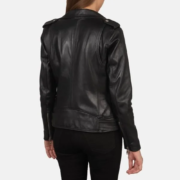Women’s Alison Black Leather Biker Jacket - Image 2