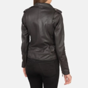 Women’s Alison Brown Leather Biker Jacket - Image 2