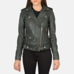 Women’s Alison Green Leather Biker Jacket
